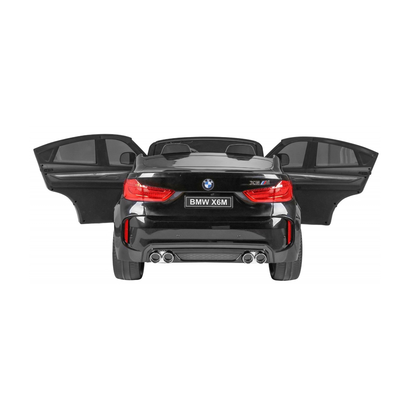 BMW X6M XXL pro 2 děti barva černá dálkové ovládání pásy pomalý start MP3 LED