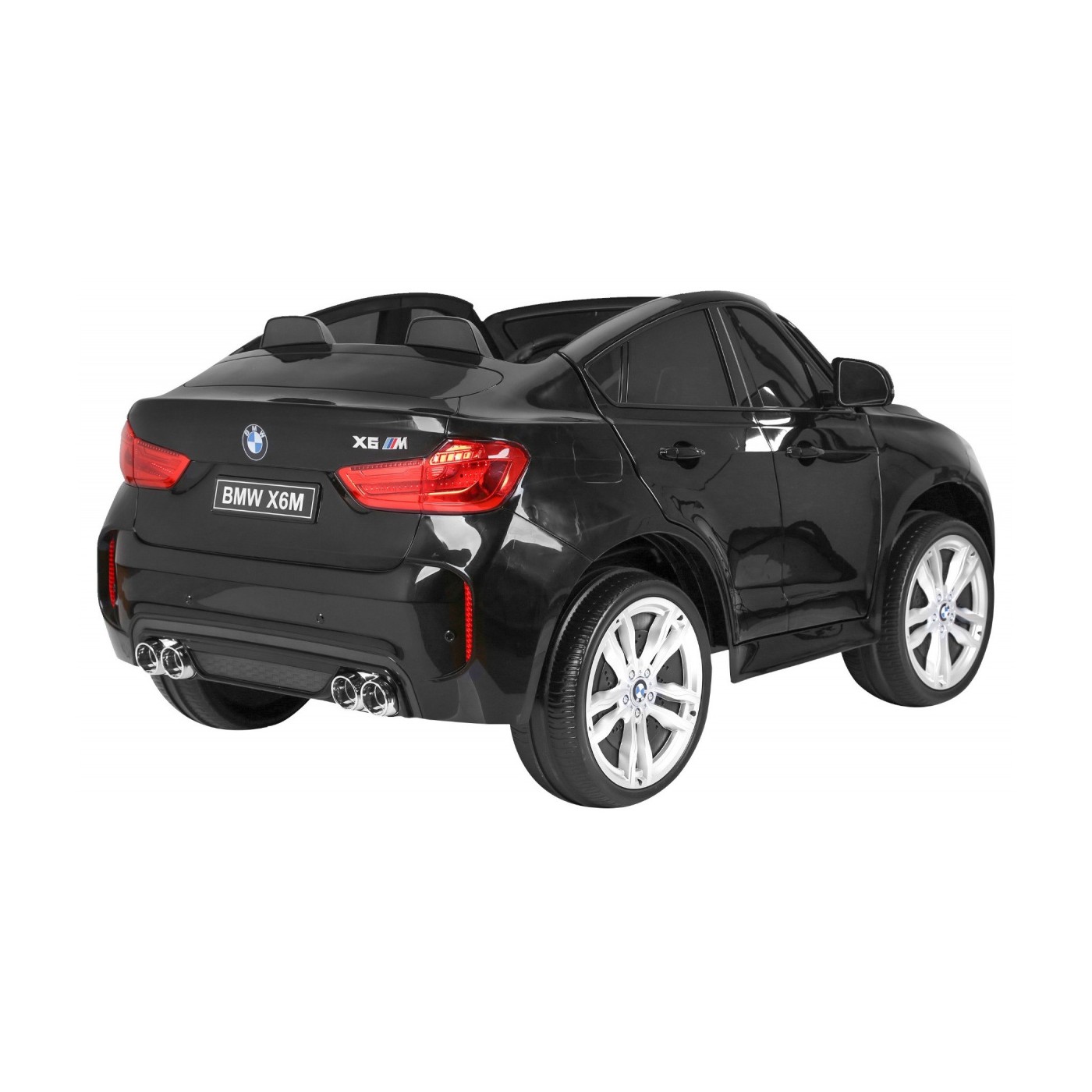 BMW X6M XXL pro 2 děti barva černá dálkové ovládání pásy pomalý start MP3 LED