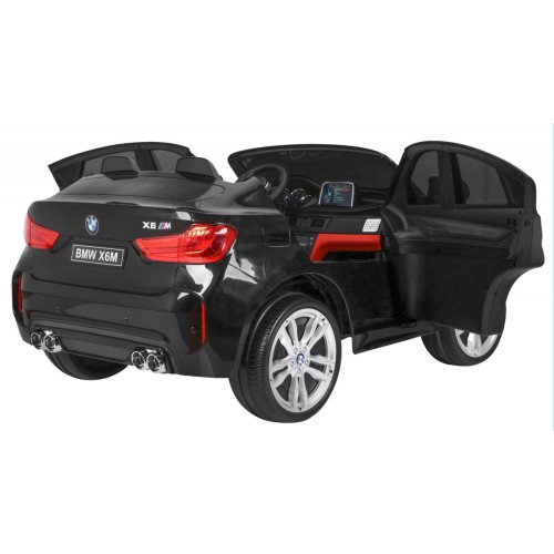 BMW X6M XXL pro 2 děti barva černá dálkové ovládání pásy pomalý start MP3 LED