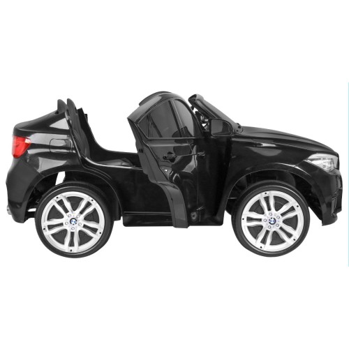 BMW X6M XXL pro 2 děti barva černá dálkové ovládání pásy pomalý start MP3 LED