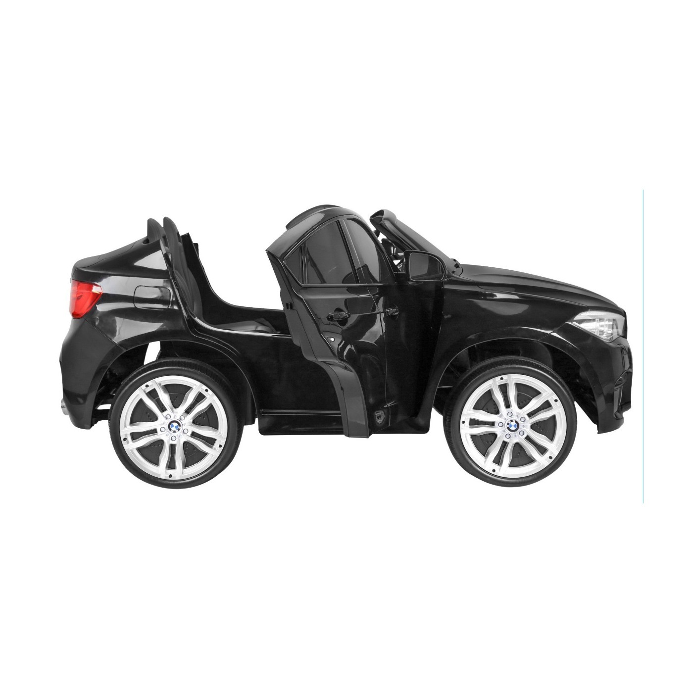 BMW X6M XXL pro 2 děti barva černá dálkové ovládání pásy pomalý start MP3 LED