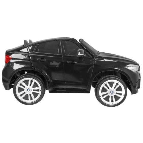 BMW X6M XXL pro 2 děti barva černá dálkové ovládání pásy pomalý start MP3 LED