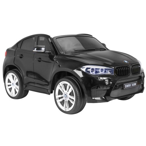 BMW X6M XXL pro 2 děti barva černá dálkové ovládání pásy pomalý start MP3 LED