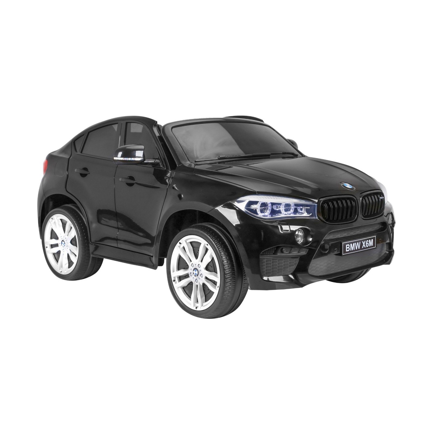 BMW X6M XXL pro 2 děti barva černá dálkové ovládání pásy pomalý start MP3 LED