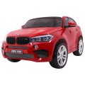 BMW X6M XXL pro 2 děti barva červená dálkové kožené pásy pomalý start MP3 LED