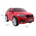 BMW X6M XXL pro 2 děti barva červená dálkové kožené pásy pomalý start MP3 LED