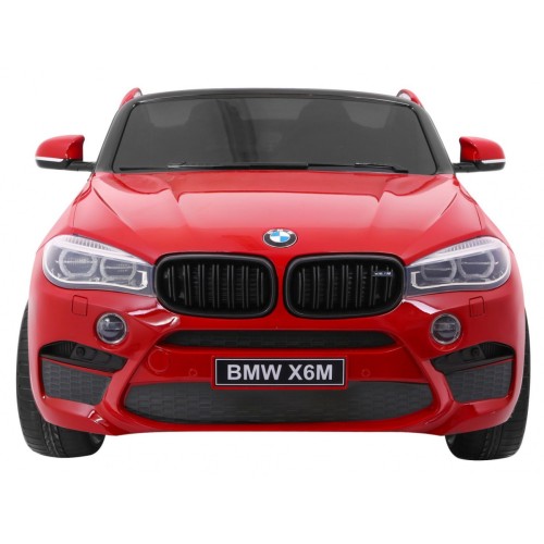 BMW X6M XXL pro 2 děti barva červená dálkové kožené pásy pomalý start MP3 LED