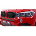 BMW X6M XXL pro 2 děti barva červená dálkové kožené pásy pomalý start MP3 LED