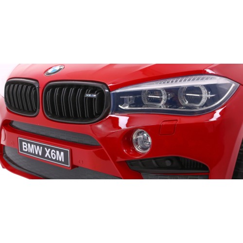 BMW X6M XXL pro 2 děti barva červená dálkové kožené pásy pomalý start MP3 LED