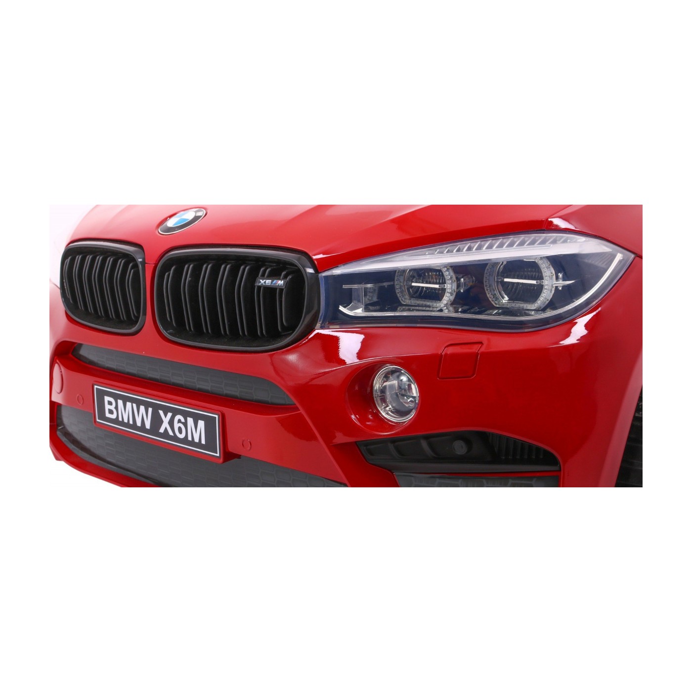 BMW X6M XXL pro 2 děti barva červená dálkové kožené pásy pomalý start MP3 LED