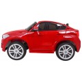 BMW X6M XXL pro 2 děti barva červená dálkové kožené pásy pomalý start MP3 LED
