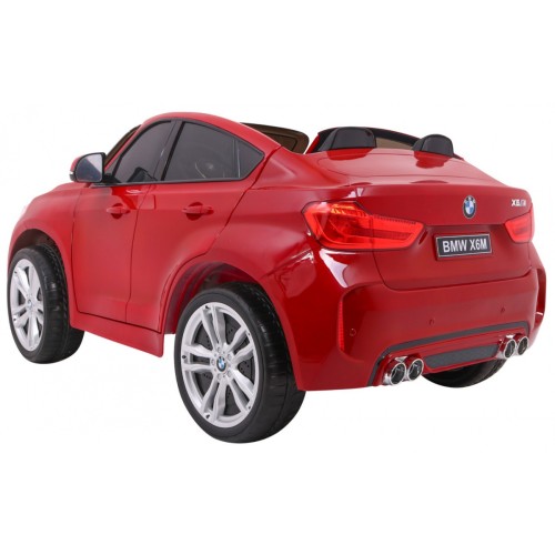 BMW X6M XXL pro 2 děti barva červená dálkové kožené pásy pomalý start MP3 LED