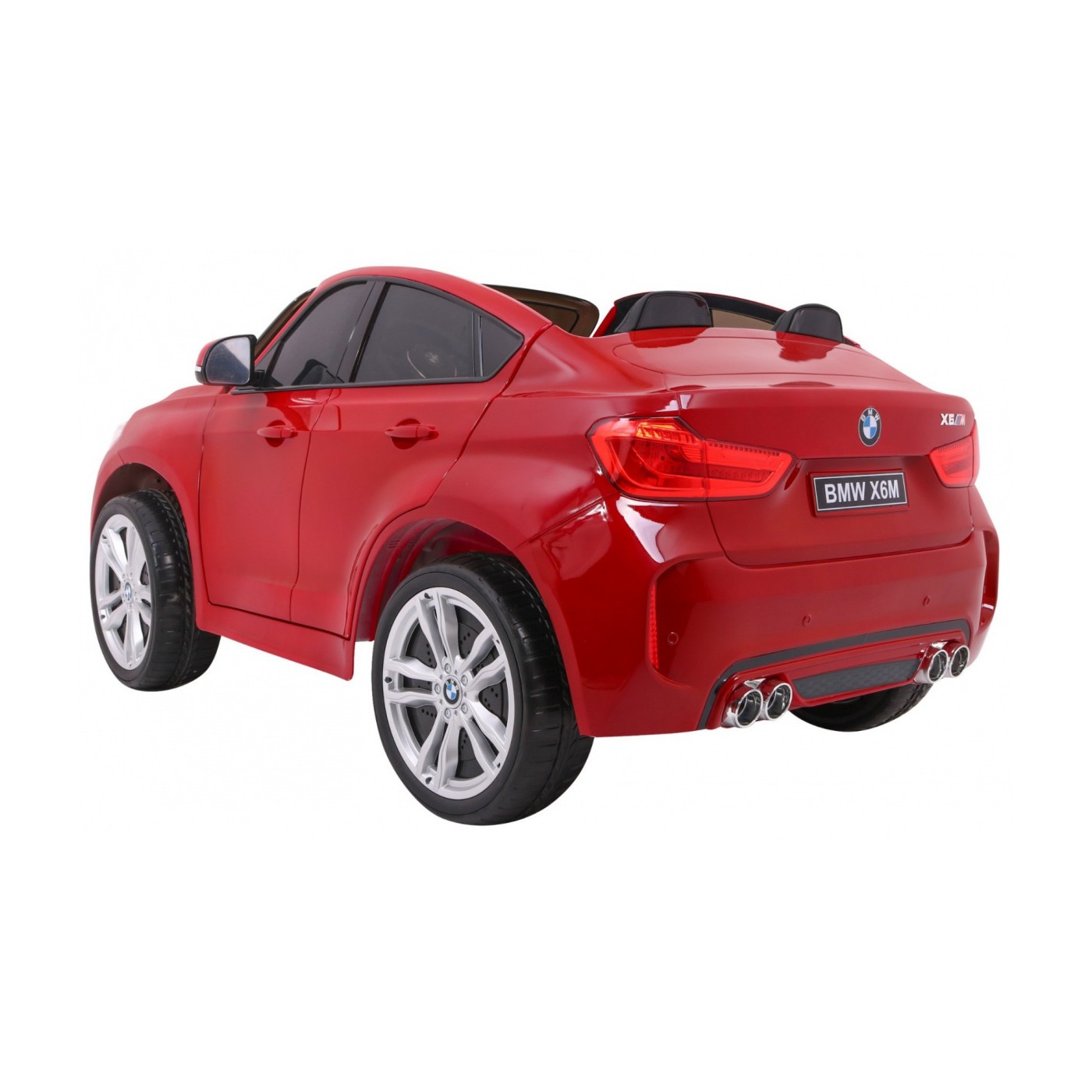 BMW X6M XXL pro 2 děti barva červená dálkové kožené pásy pomalý start MP3 LED