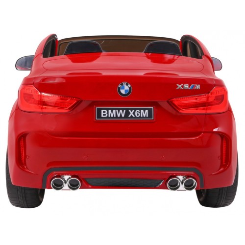 BMW X6M XXL pro 2 děti barva červená dálkové kožené pásy pomalý start MP3 LED