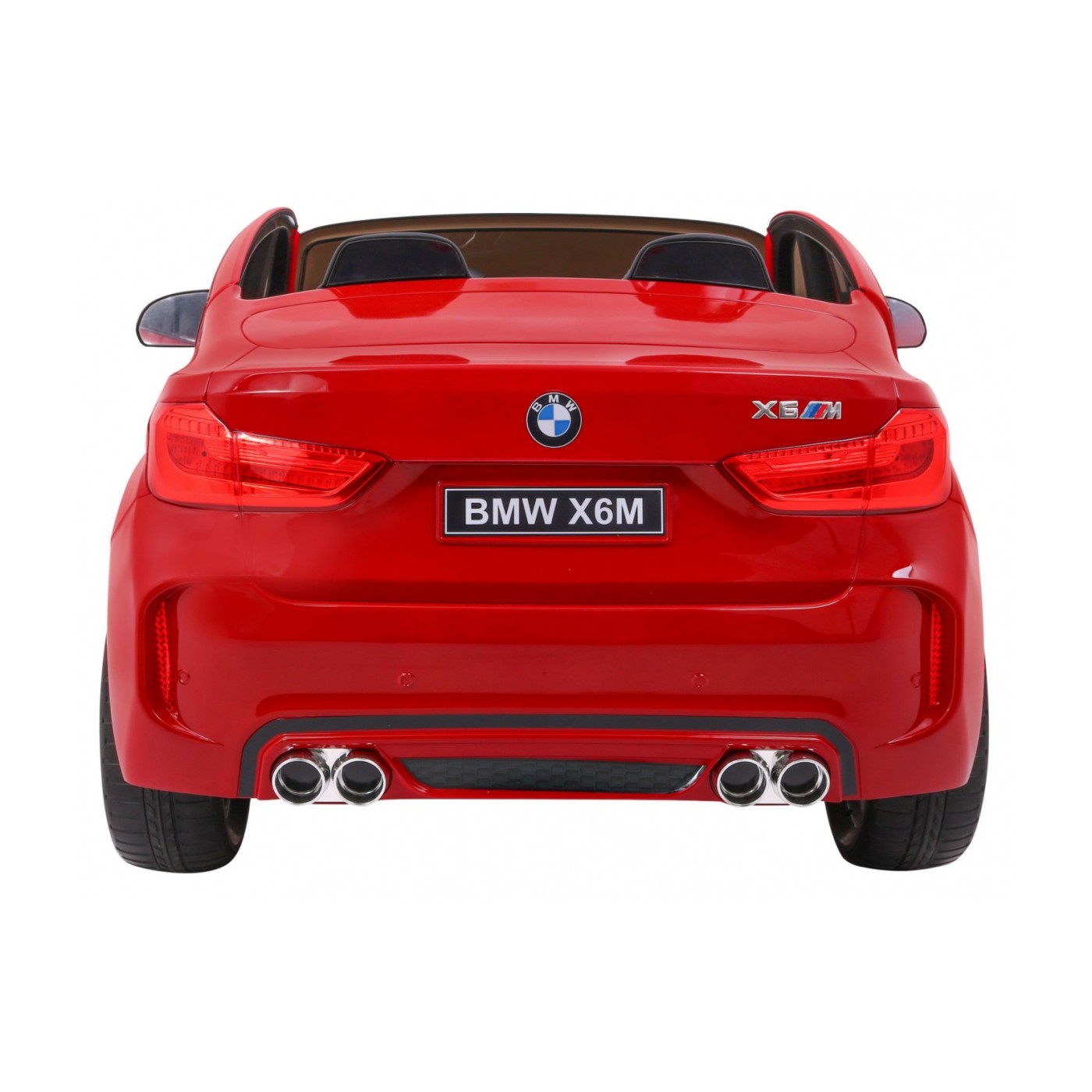 BMW X6M XXL pro 2 děti barva červená dálkové kožené pásy pomalý start MP3 LED