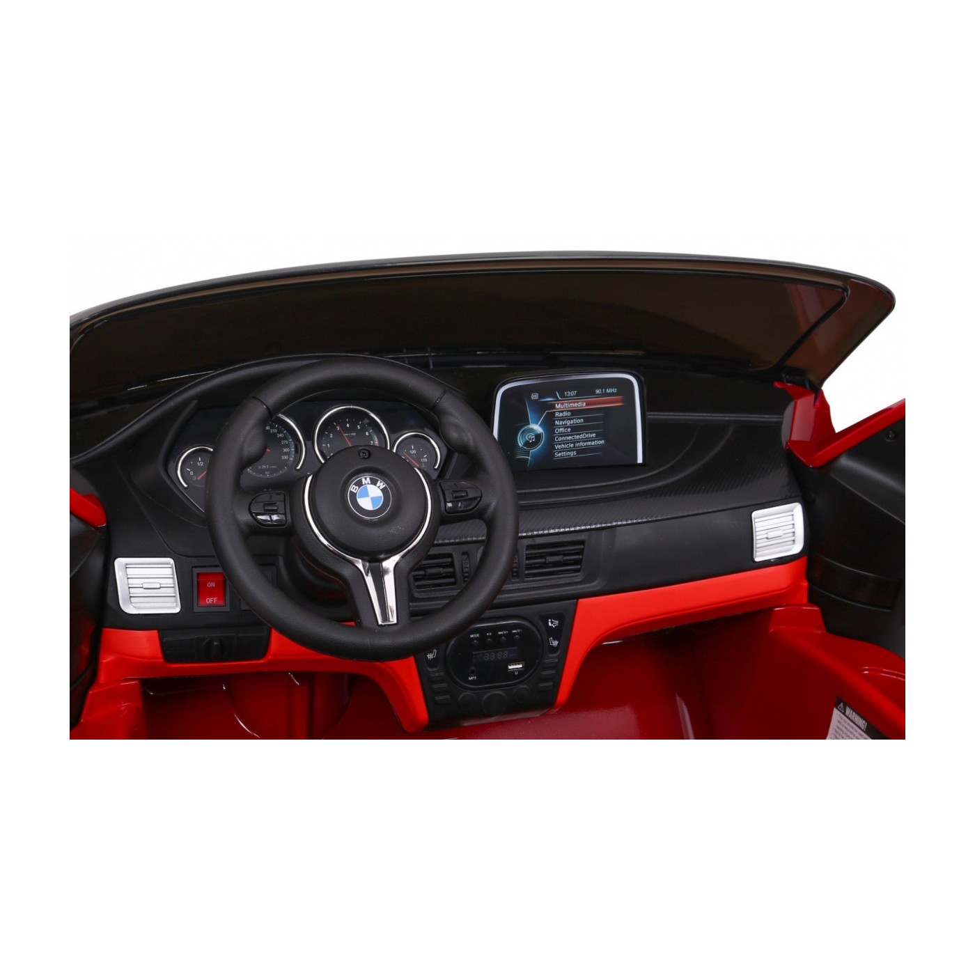 BMW X6M XXL pro 2 děti barva červená dálkové kožené pásy pomalý start MP3 LED
