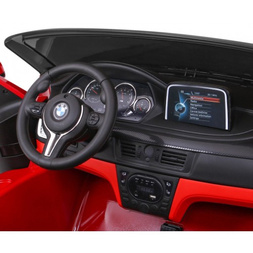 BMW X6M XXL pro 2 děti barva červená dálkové kožené pásy pomalý start MP3 LED