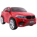 BMW X6M XXL pro 2 děti barva červená dálkové kožené pásy pomalý start MP3 LED