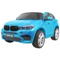 BMW X6M XXL pro 2 děti barva modrá dálkové ovládání pásy pomalý start MP3 LED