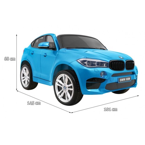 BMW X6M XXL pro 2 děti barva modrá dálkové ovládání pásy pomalý start MP3 LED