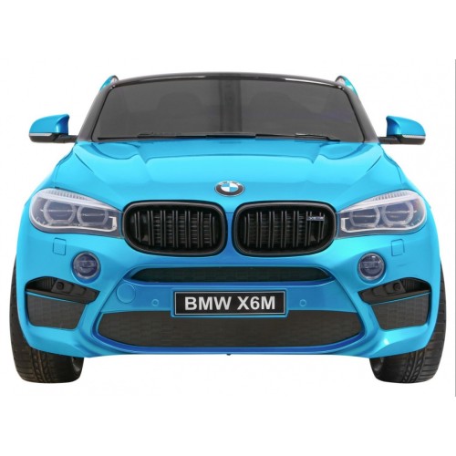 BMW X6M XXL pro 2 děti barva modrá dálkové ovládání pásy pomalý start MP3 LED