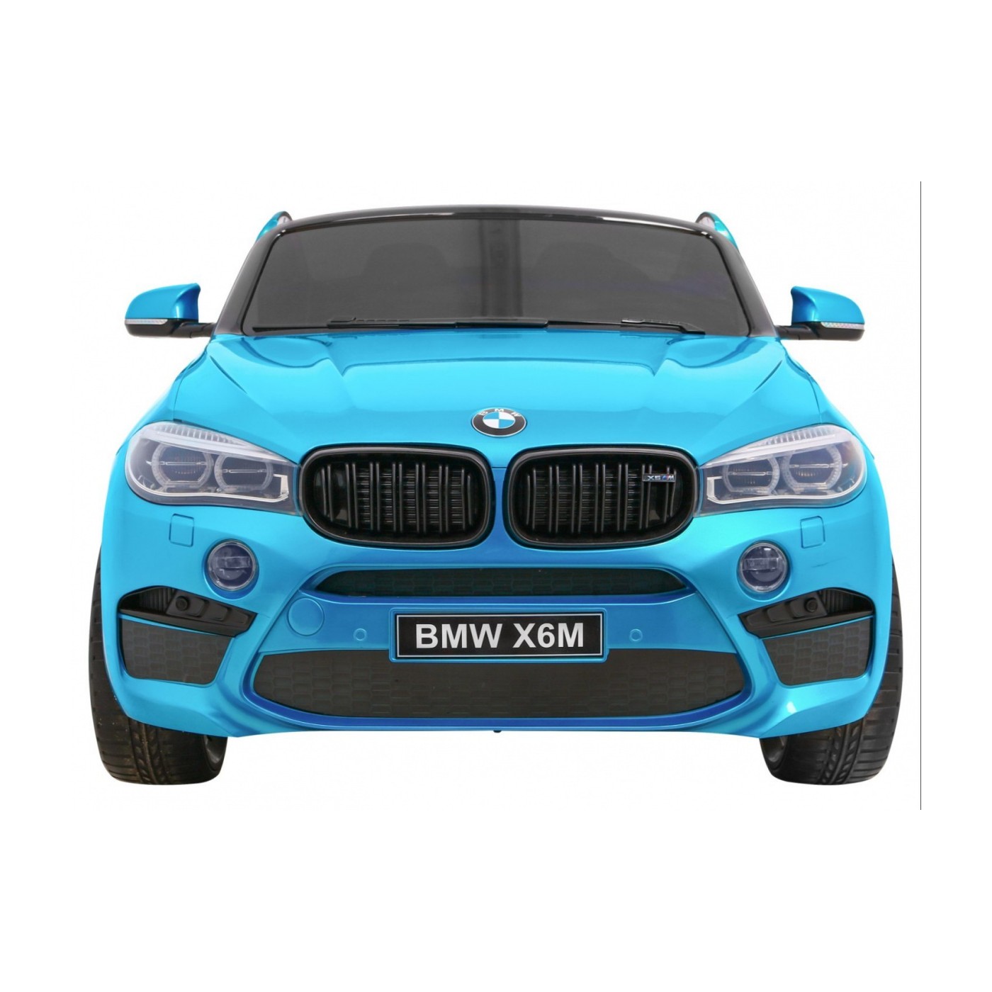 BMW X6M XXL pro 2 děti barva modrá dálkové ovládání pásy pomalý start MP3 LED