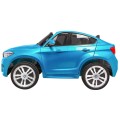 BMW X6M XXL pro 2 děti barva modrá dálkové ovládání pásy pomalý start MP3 LED