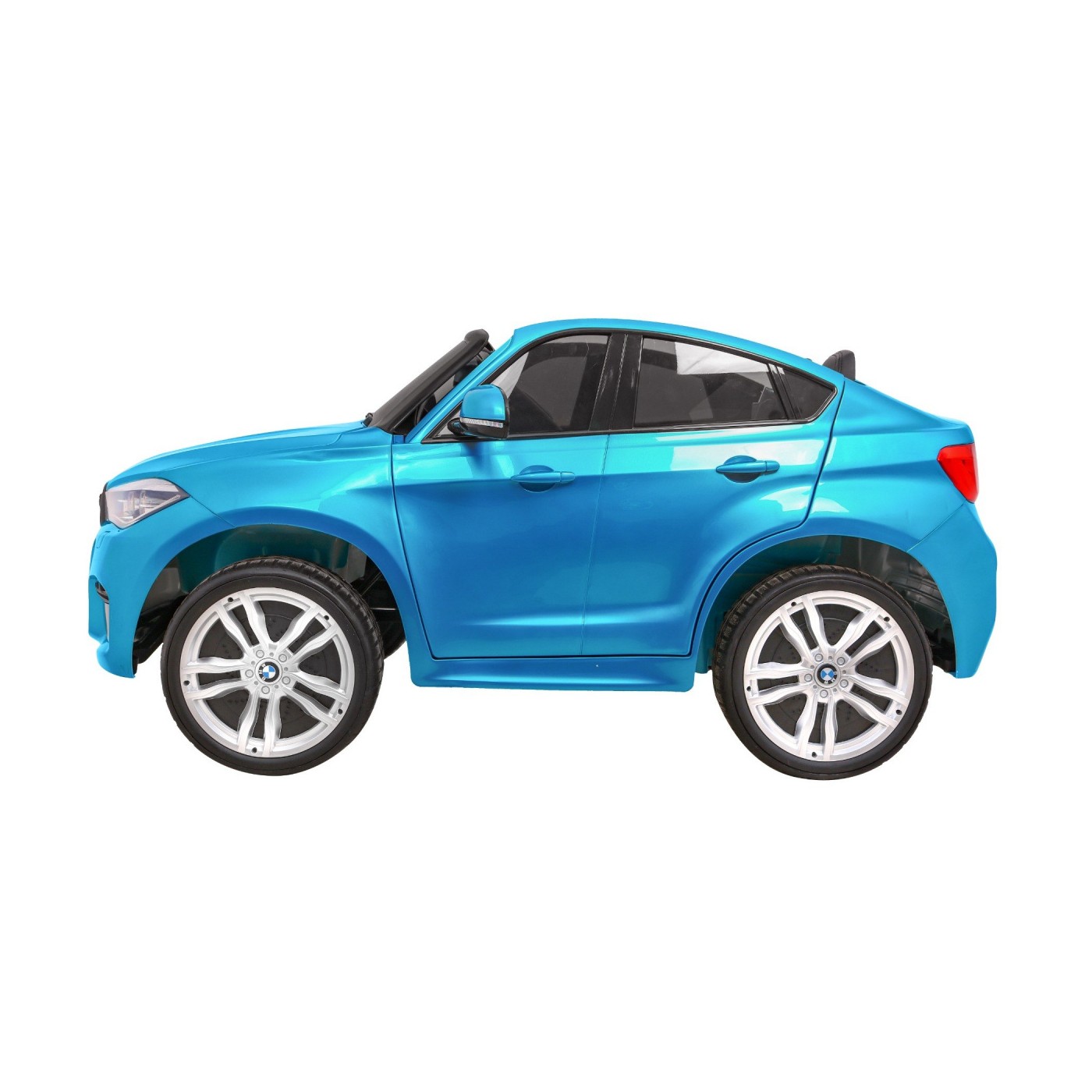BMW X6M XXL pro 2 děti barva modrá dálkové ovládání pásy pomalý start MP3 LED