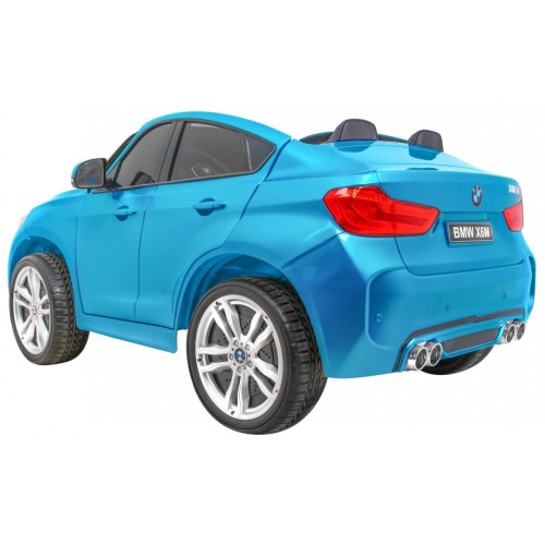 BMW X6M XXL pro 2 děti barva modrá dálkové ovládání pásy pomalý start MP3 LED