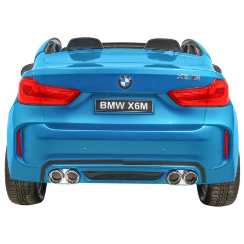 BMW X6M XXL pro 2 děti barva modrá dálkové ovládání pásy pomalý start MP3 LED