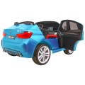 BMW X6M XXL pro 2 děti barva modrá dálkové ovládání pásy pomalý start MP3 LED