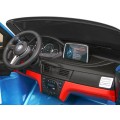 BMW X6M XXL pro 2 děti barva modrá dálkové ovládání pásy pomalý start MP3 LED