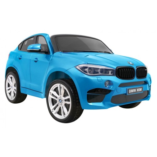 BMW X6M XXL pro 2 děti barva modrá dálkové ovládání pásy pomalý start MP3 LED