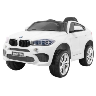 Elektrické dětské auto BMW X6M bílé + dálkové ovládání + EVA + pomalý start + audio panel + LED