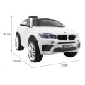 Elektrické dětské auto BMW X6M bílé + dálkové ovládání + EVA + pomalý start + audio panel + LED
