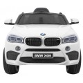 Elektrické dětské auto BMW X6M bílé + dálkové ovládání + EVA + pomalý start + audio panel + LED