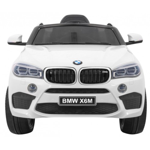 Elektrické dětské auto BMW X6M bílé + dálkové ovládání + EVA + pomalý start + audio panel + LED