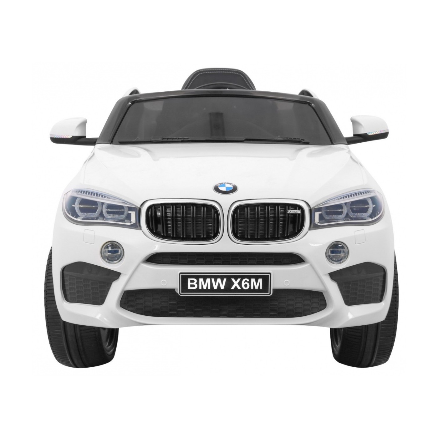 Elektrické dětské auto BMW X6M bílé + dálkové ovládání + EVA + pomalý start + audio panel + LED