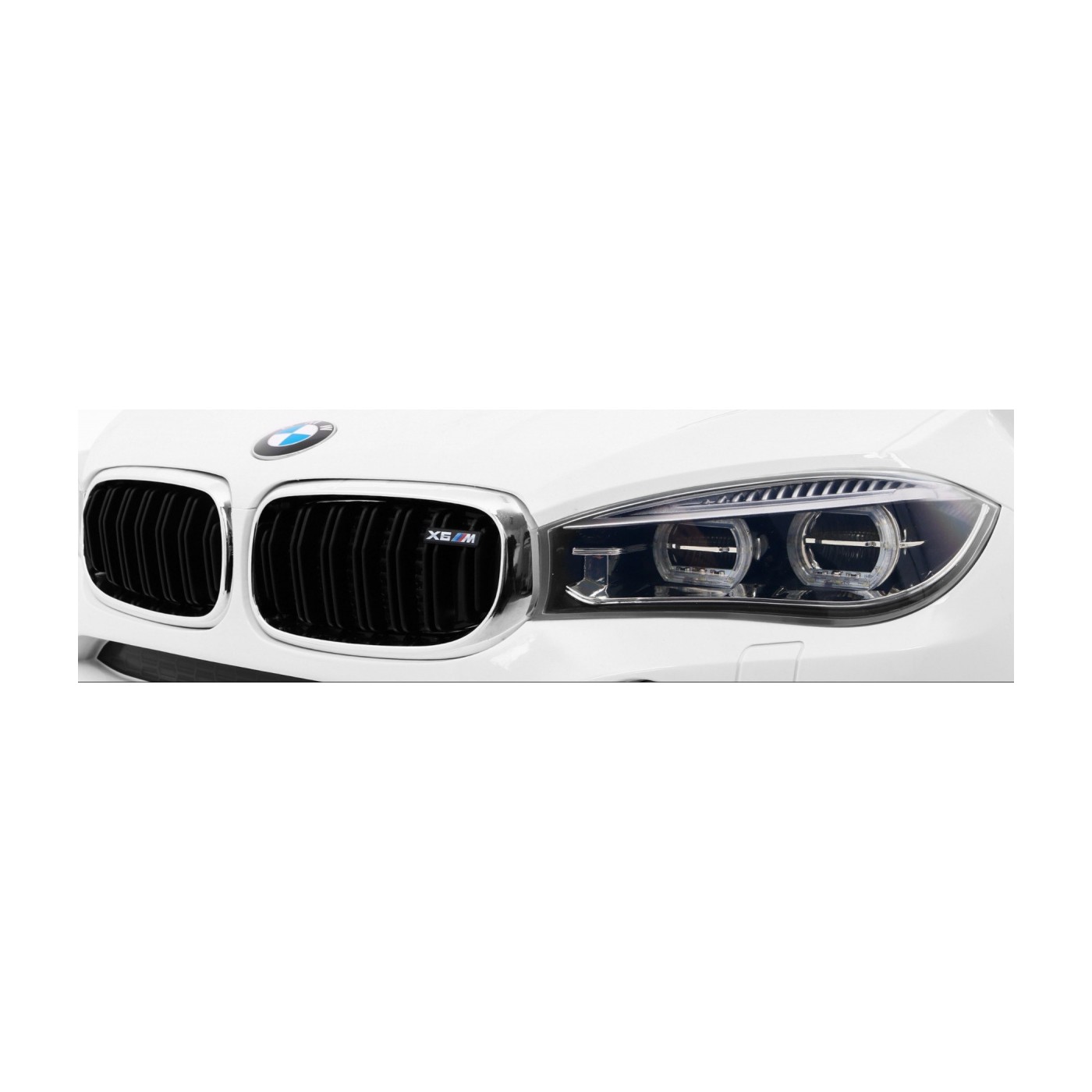 Elektrické dětské auto BMW X6M bílé + dálkové ovládání + EVA + pomalý start + audio panel + LED