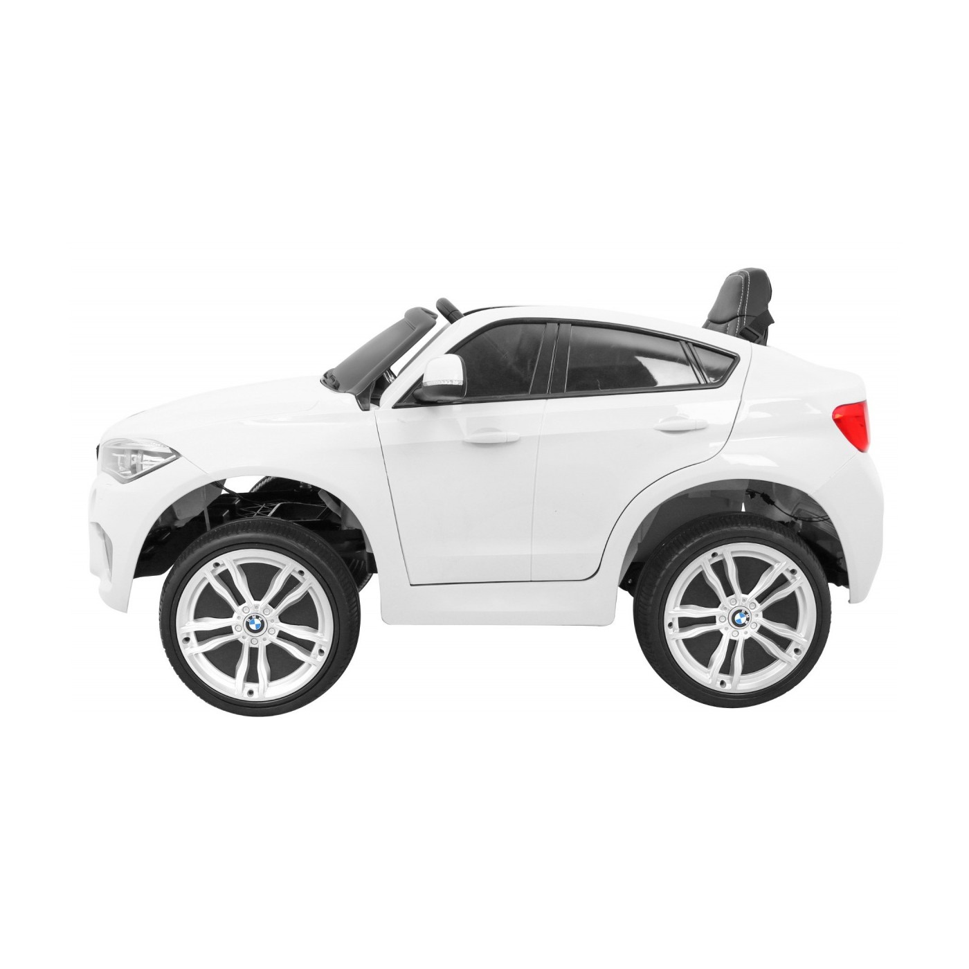 Elektrické dětské auto BMW X6M bílé + dálkové ovládání + EVA + pomalý start + audio panel + LED
