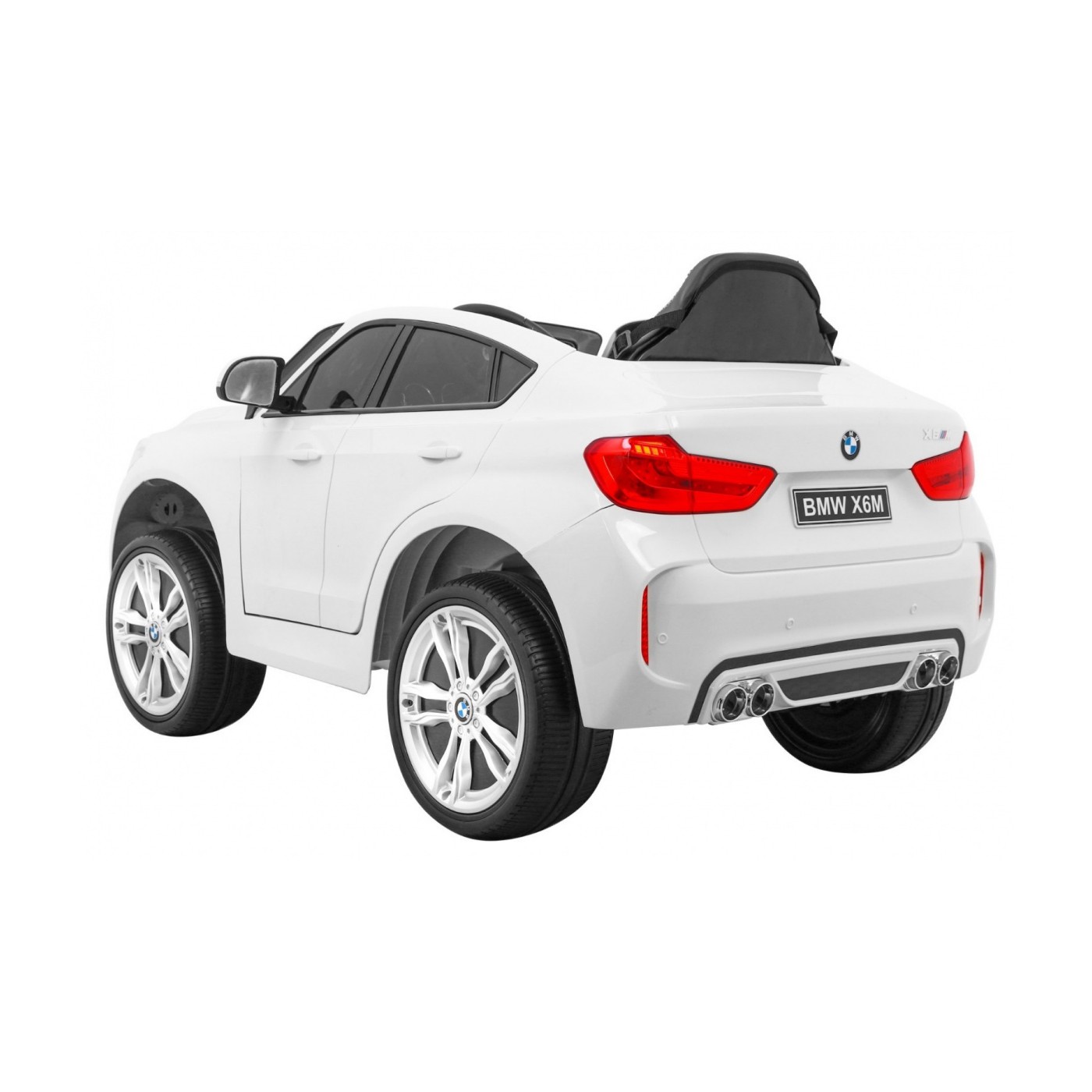 Elektrické dětské auto BMW X6M bílé + dálkové ovládání + EVA + pomalý start + audio panel + LED
