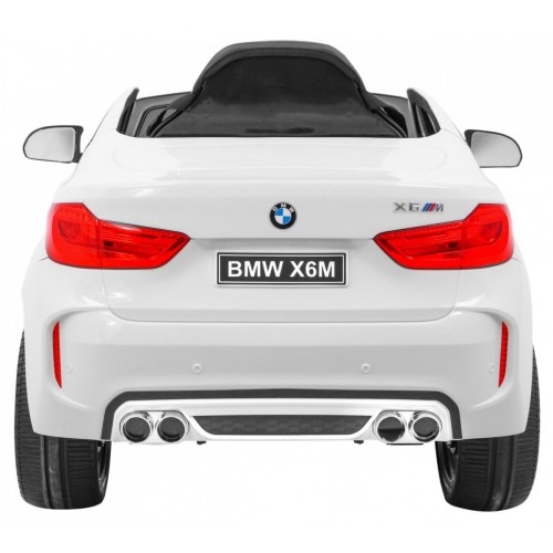 Elektrické dětské auto BMW X6M bílé + dálkové ovládání + EVA + pomalý start + audio panel + LED