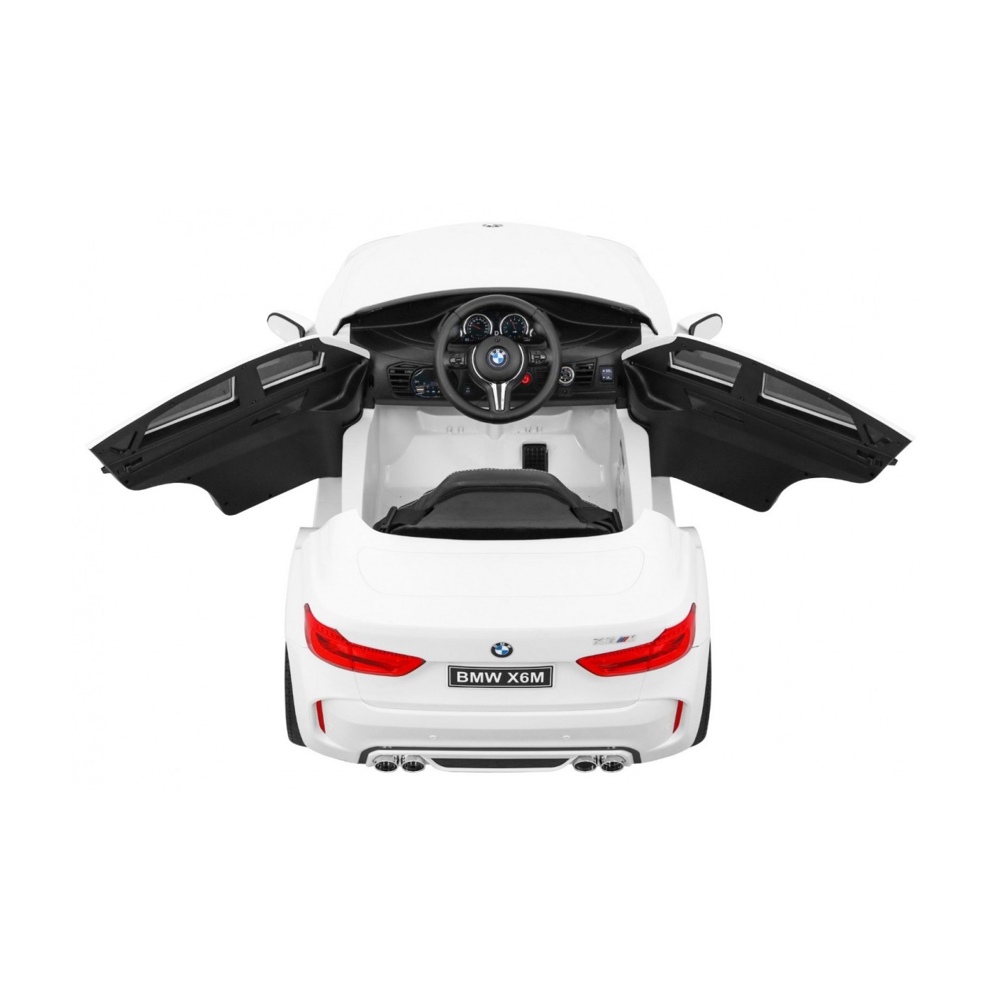 Elektrické dětské auto BMW X6M bílé + dálkové ovládání + EVA + pomalý start + audio panel + LED