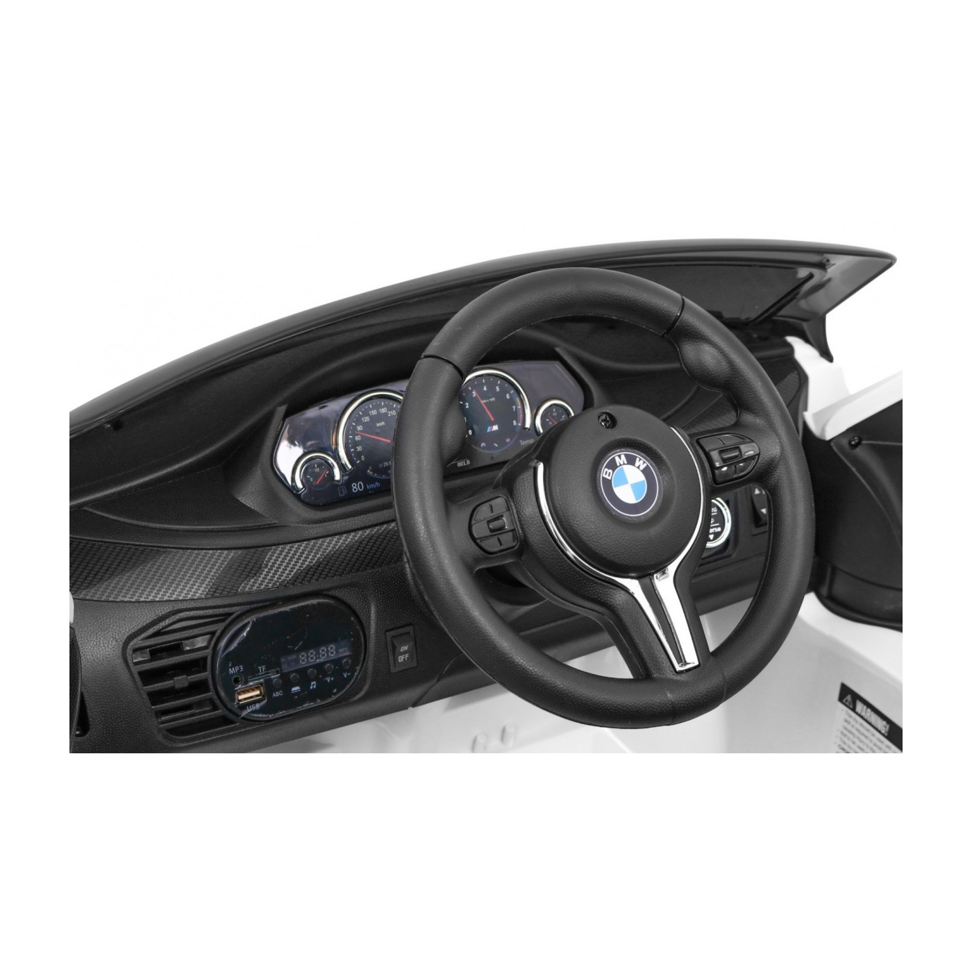 Elektrické dětské auto BMW X6M bílé + dálkové ovládání + EVA + pomalý start + audio panel + LED