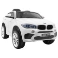 Elektrické dětské auto BMW X6M bílé + dálkové ovládání + EVA + pomalý start + audio panel + LED