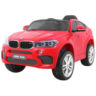 Elektrické dětské auto BMW X6M červené + dálkové ovládání + EVA + pomalý start + audio panel + LED