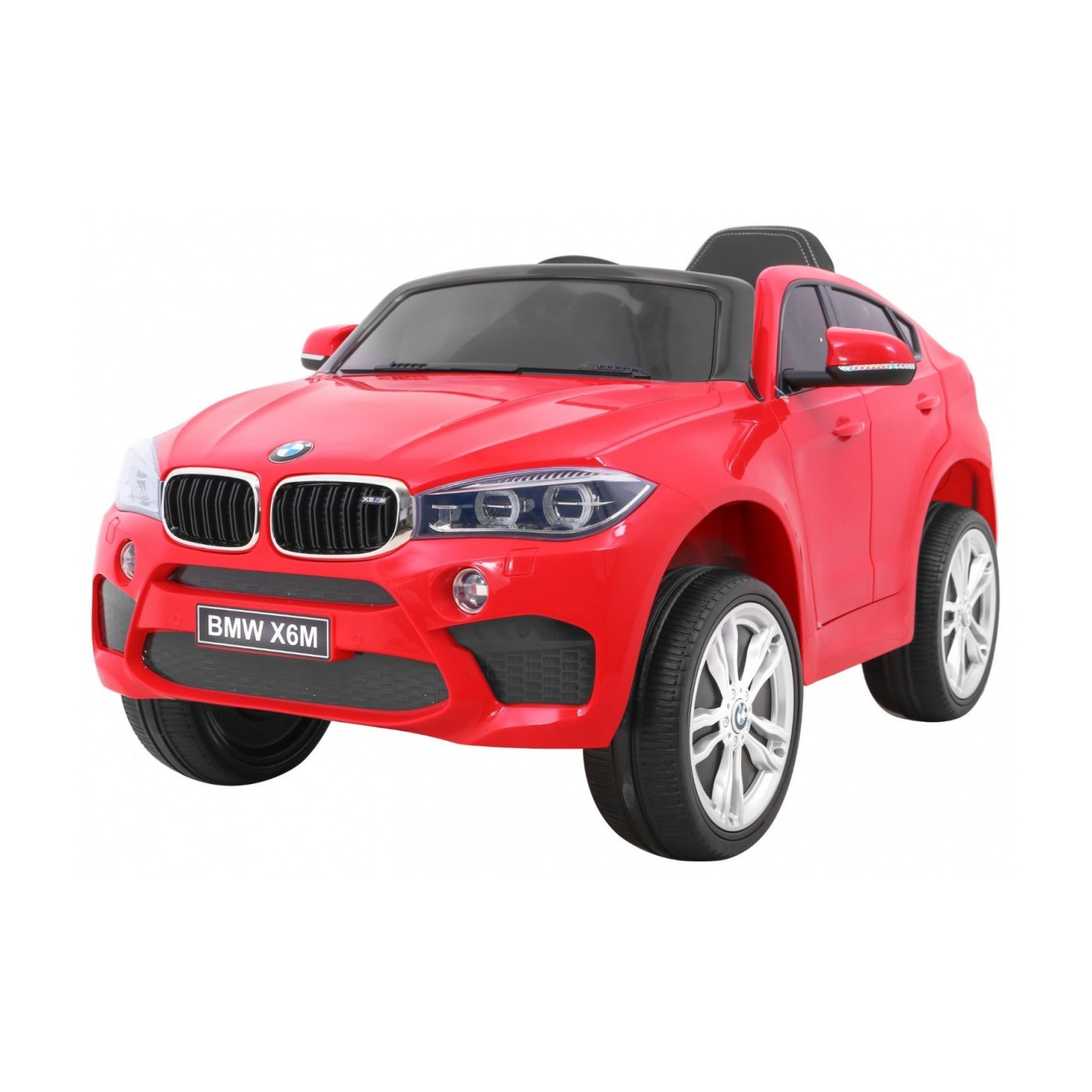 Elektrické dětské auto BMW X6M červené + dálkové ovládání + EVA + pomalý start + audio panel + LED