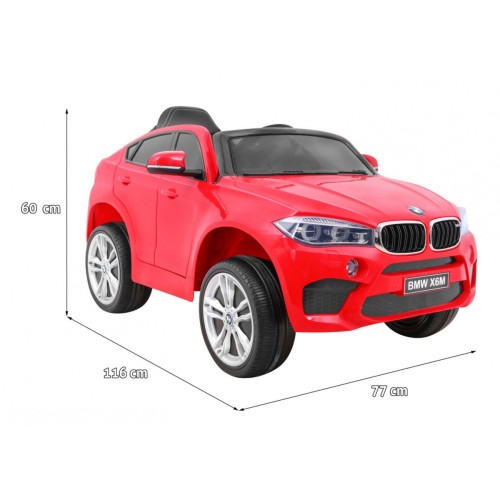 Elektrické dětské auto BMW X6M červené + dálkové ovládání + EVA + pomalý start + audio panel + LED