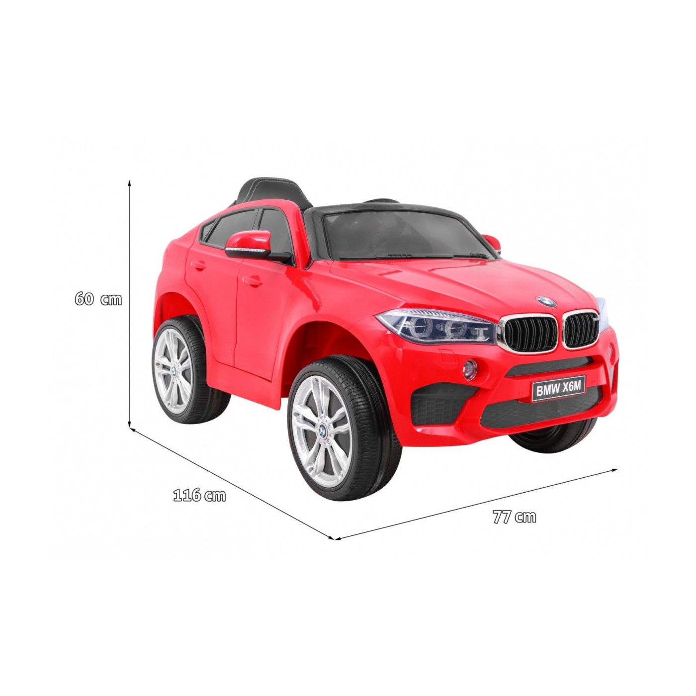 Elektrické dětské auto BMW X6M červené + dálkové ovládání + EVA + pomalý start + audio panel + LED