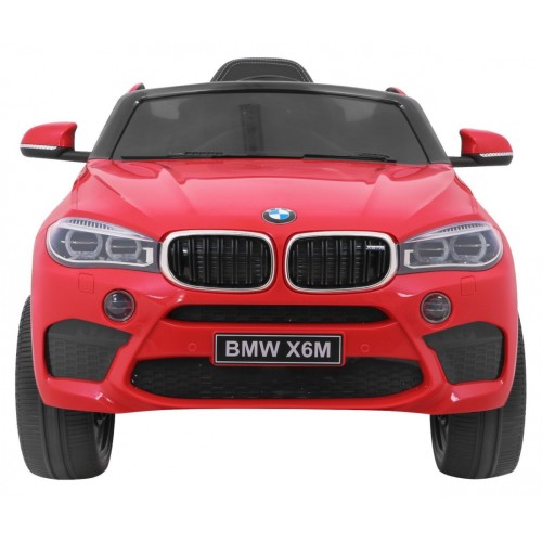 Elektrické dětské auto BMW X6M červené + dálkové ovládání + EVA + pomalý start + audio panel + LED